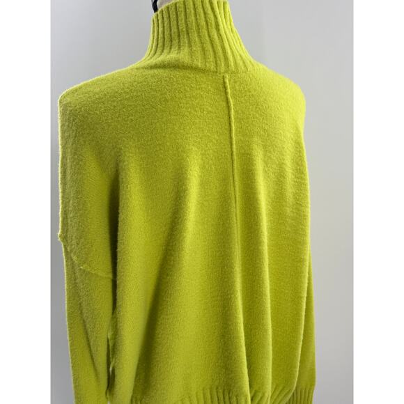Free People Bright Yellow Green Sweater Turtleneck Mock Neck Knit Top Medium - Picture 5 of 10
